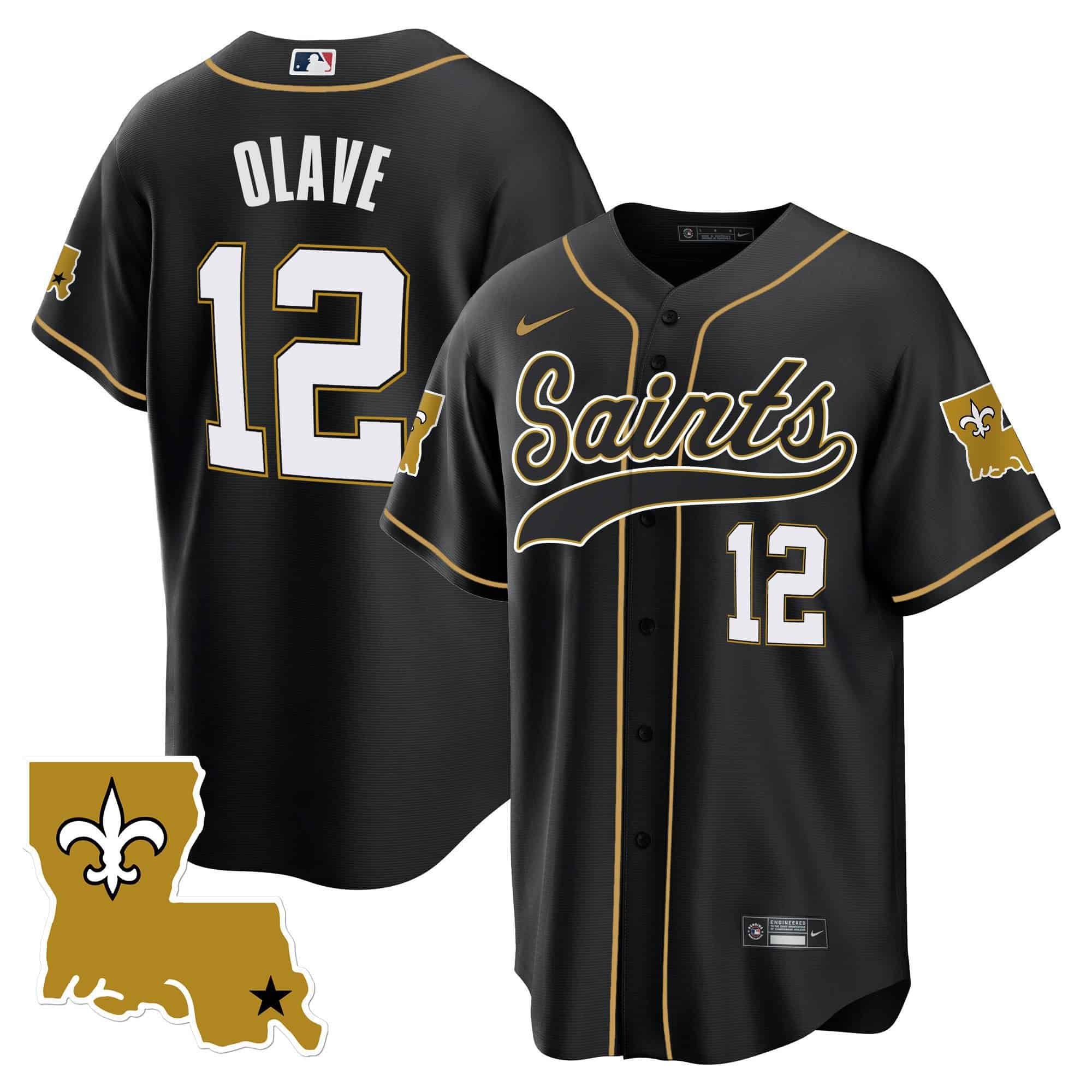 Men New Orleans Saints 12 Olave Black 2024 Nike 1987 Legacy Cool Base NFL Jersey style 1